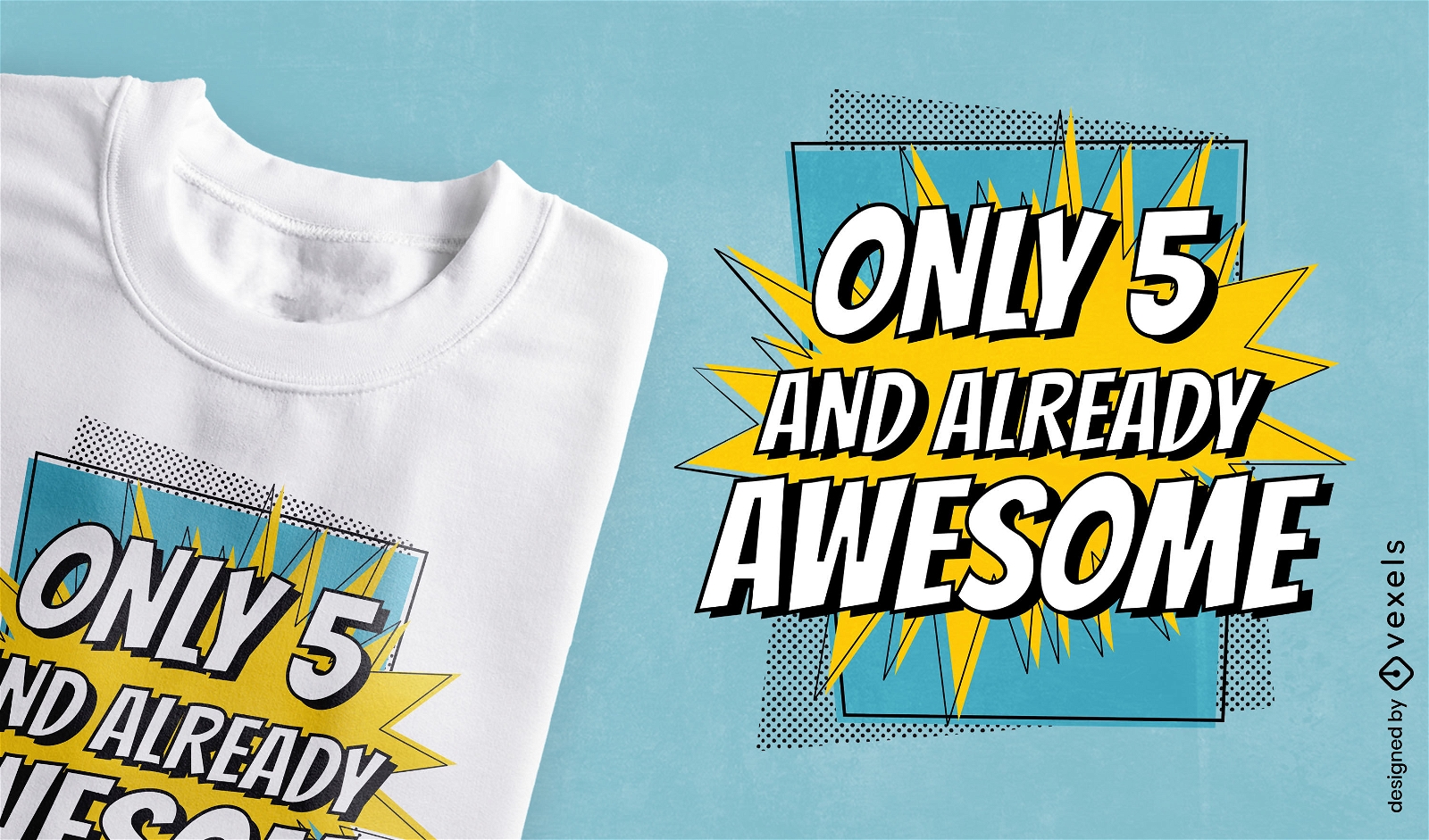 Comic-Zitat-T-Shirt-Design zum fünften Geburtstag