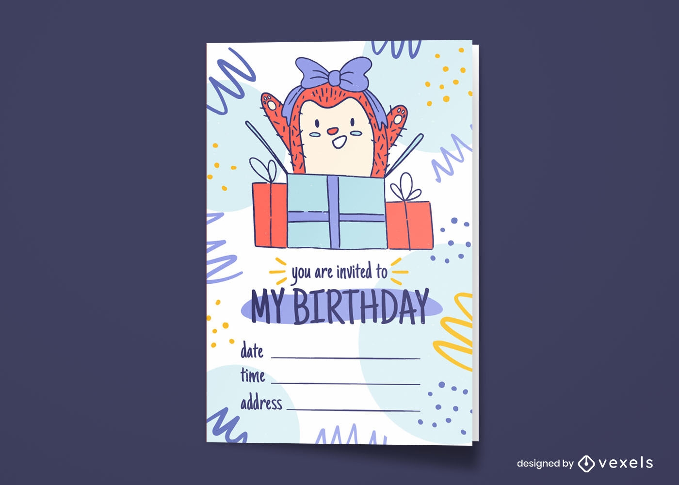 Hedgehog birthday invitation card