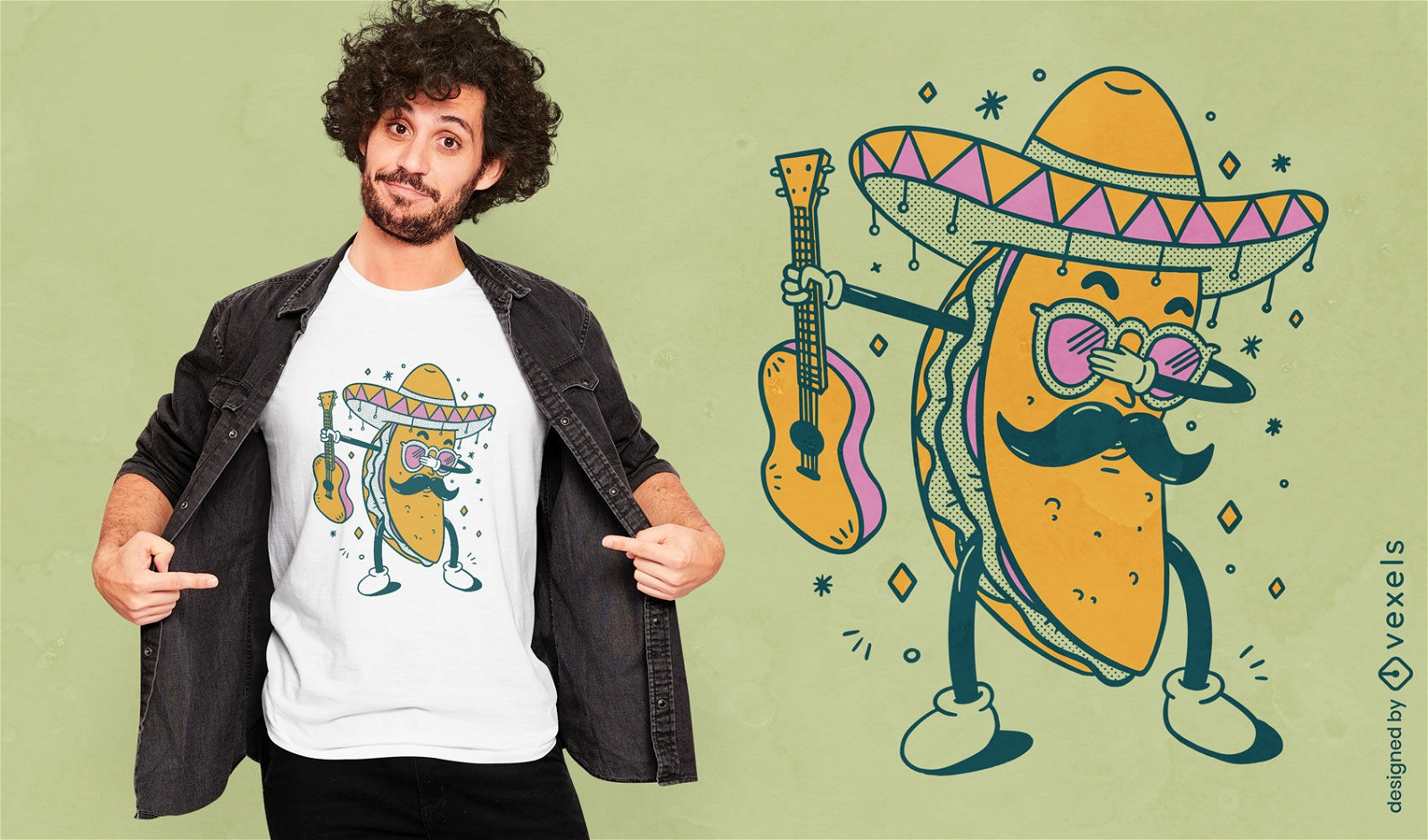 Diseño de camiseta de taco dabbing mexicano