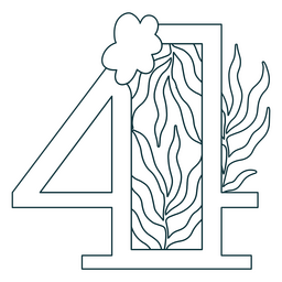 Curso de número de 4 letras do alfabeto de folha natural Desenho PNG