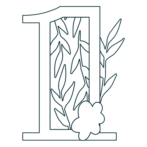 Natural leaf alphabet 1 number stroke