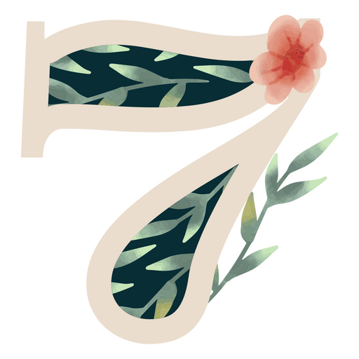 Número de alfabeto de hoja natural 7 Diseño PNG