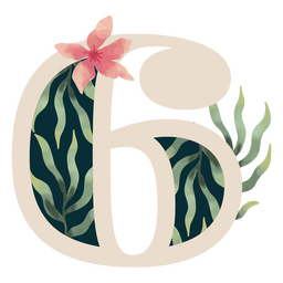 Número de alfabeto de hoja natural 6 Diseño PNG