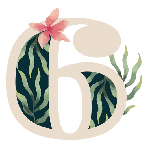 Número de alfabeto de hoja natural 6 Diseño PNG