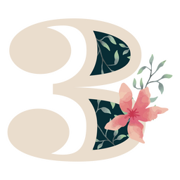 Natural leaf alphabet 3 number  PNG Design