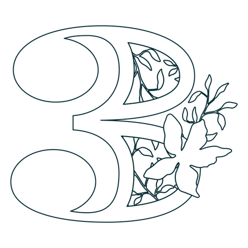 Nature stroke numbers three PNG Design