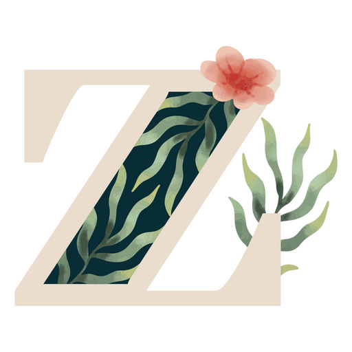 Natural leaf alphabet Z letter  PNG Design
