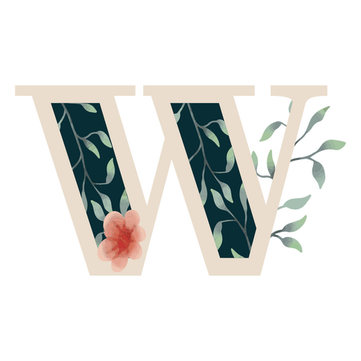 Letra W do alfabeto de folha natural Desenho PNG