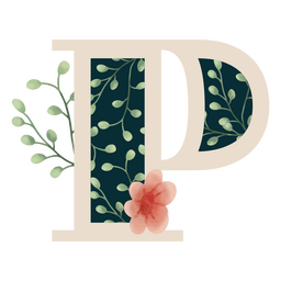 Letra P del alfabeto de hoja natural Diseño PNG