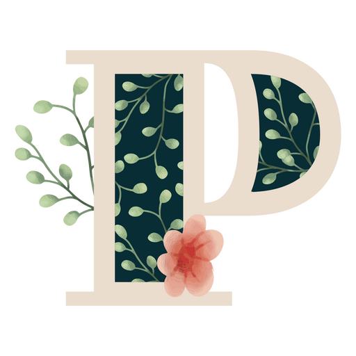 Natürlicher Blattalphabet P-Buchstabe PNG-Design