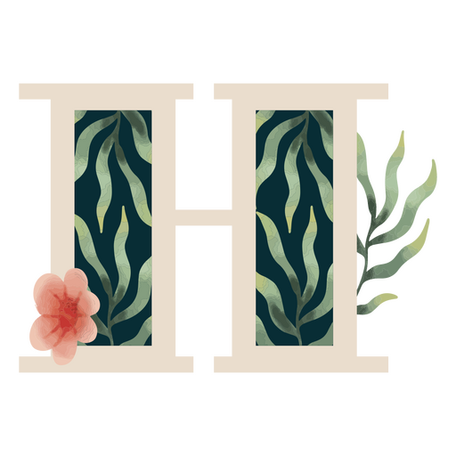 Natural leaf alphabet H letter 