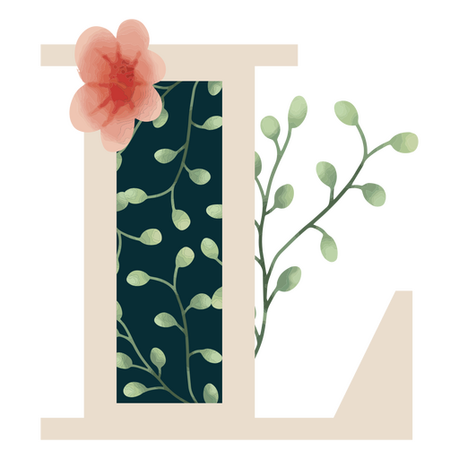 Natural leaf alphabet L letter 