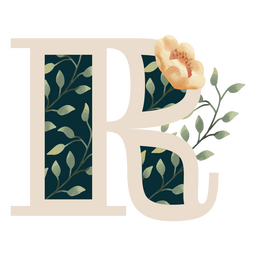 Letra R del alfabeto de hoja natural Diseño PNG