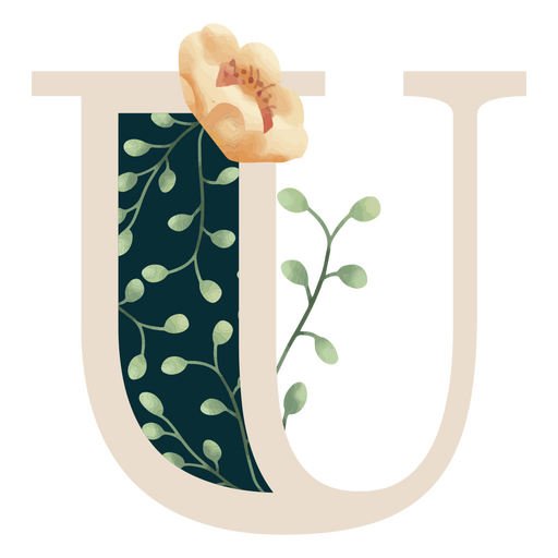 Buchstabe U des natürlichen Blattalphabetes PNG-Design