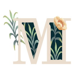 Natural leaf alphabet M letter  PNG Design
