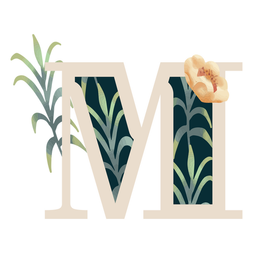 Letra M do alfabeto de folha natural