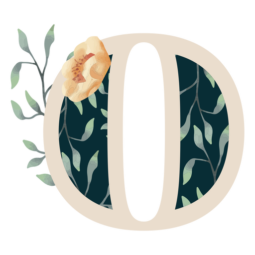 O-Buchstabe des natürlichen Blattalphabets PNG-Design