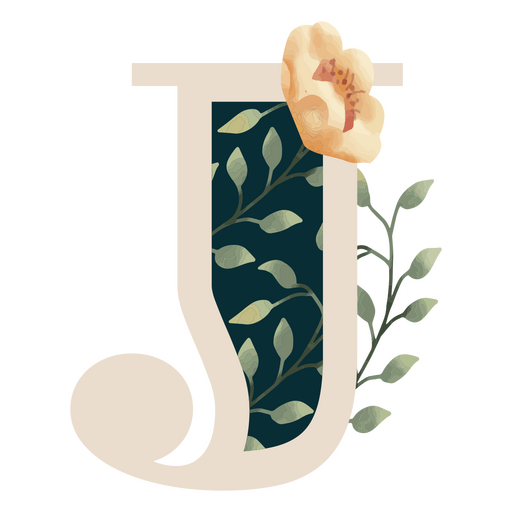 Letra J del alfabeto de hoja natural