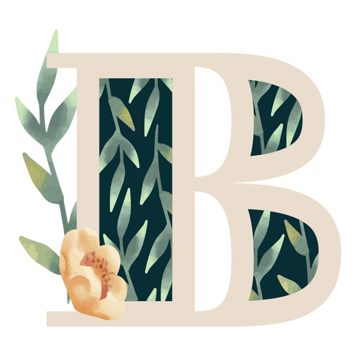 Letra del alfabeto B de la hoja natural Diseño PNG