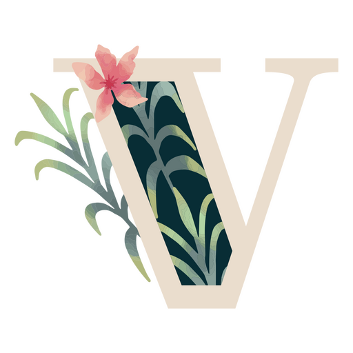Letra V do alfabeto de folha natural Desenho PNG