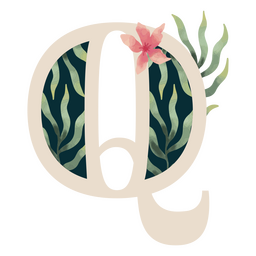 Alfabeto de hoja natural Q letra Diseño PNG
