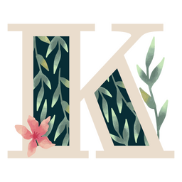 Natural leaf alphabet K letter  PNG Design Transparent PNG