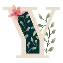Alfabeto de hoja natural Y letra Diseño PNG