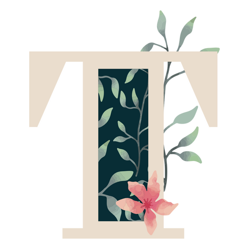 Natural leaf alphabet T letter  PNG Design