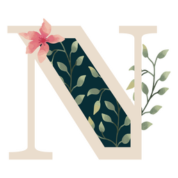 Buchstabe N des natürlichen Blattalphabetes PNG-Design