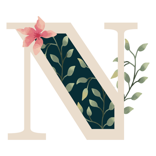 Buchstabe N des natürlichen Blattalphabetes PNG-Design