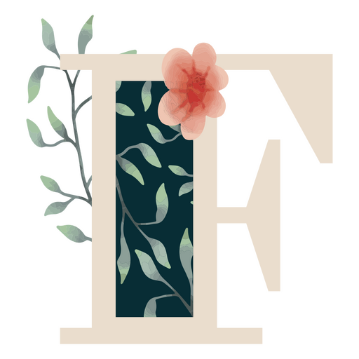 Natürlicher Blattalphabet F-Buchstabe PNG-Design