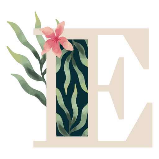 Letra E do alfabeto folha natural Desenho PNG