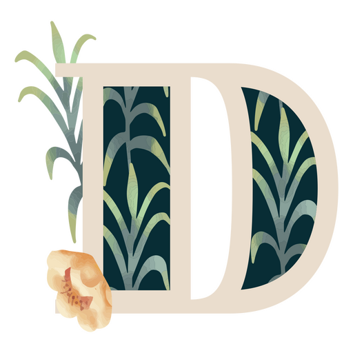 Natural leaf alphabet D letter 