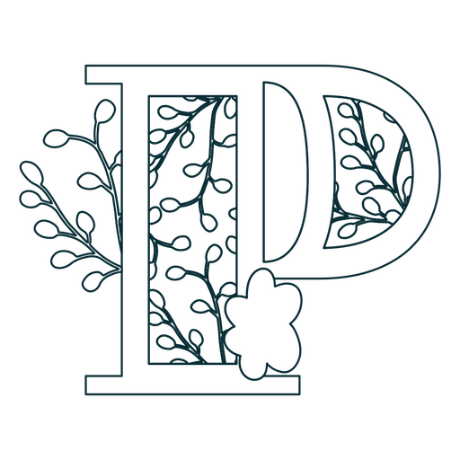 Alfabeto de trazo de naturaleza p Diseño PNG