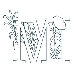 Trazo de letra M del alfabeto de hoja natural Transparent PNG