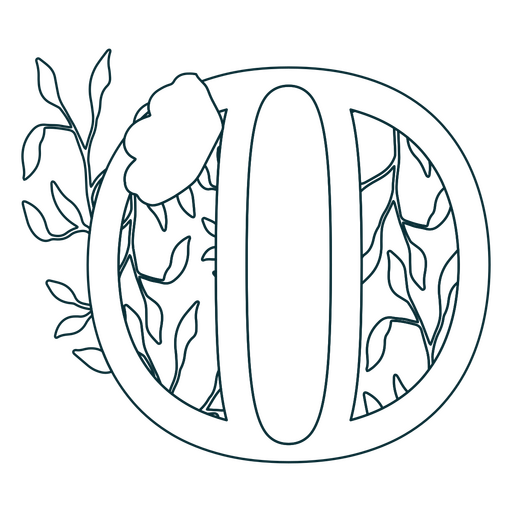 Buchstabenstrich des natürlichen Blattalphabets O PNG-Design