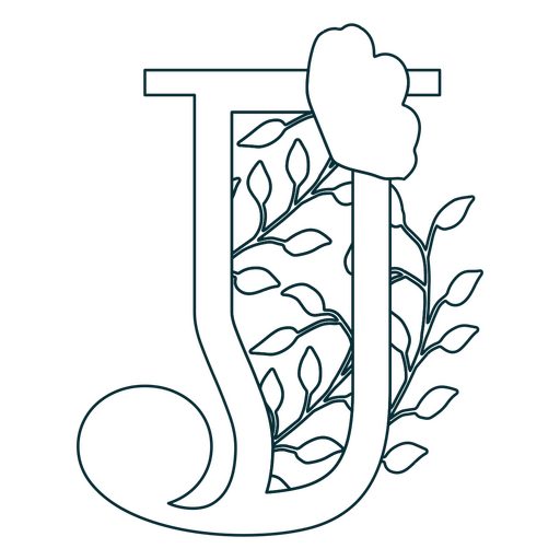 Natural leaf alphabet J letter stroke PNG Design