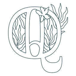 Natural leaf alphabet Q letter stroke PNG Design