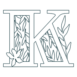 Natural leaf alphabet K letter stroke PNG Design Transparent PNG