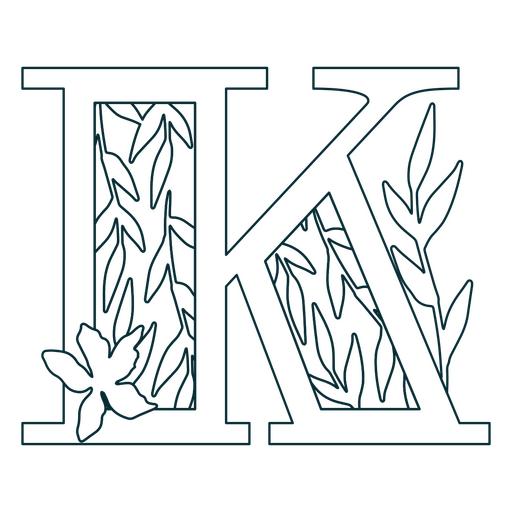 Natural leaf alphabet K letter stroke PNG Design