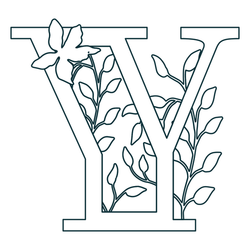 Buchstabenstrich des natürlichen Blattalphabets Y PNG-Design