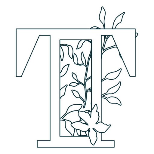 Curso de letra T do alfabeto de folha natural