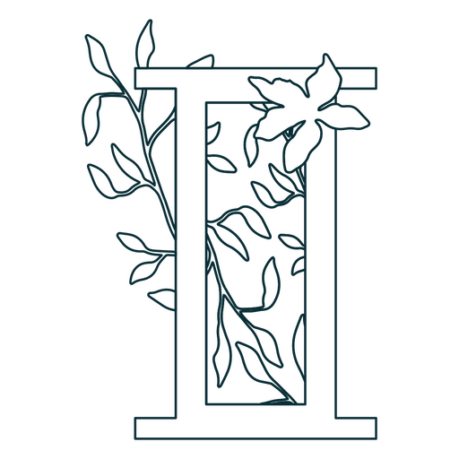 Natural leaf alphabet I letter stroke PNG Design