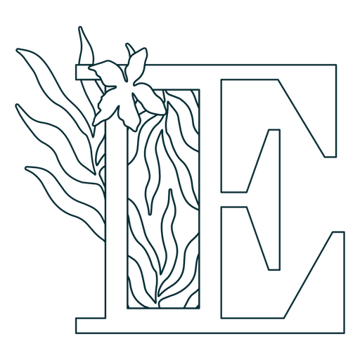Natural leaf alphabet E letter stroke PNG Design