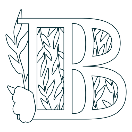 Natural leaf alphabet B letter stroke PNG Design