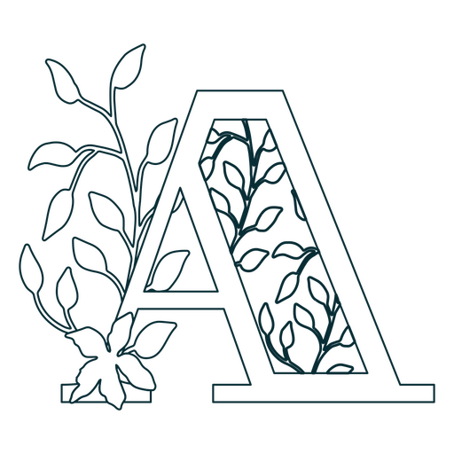 Natural leaf alphabet A letter stroke