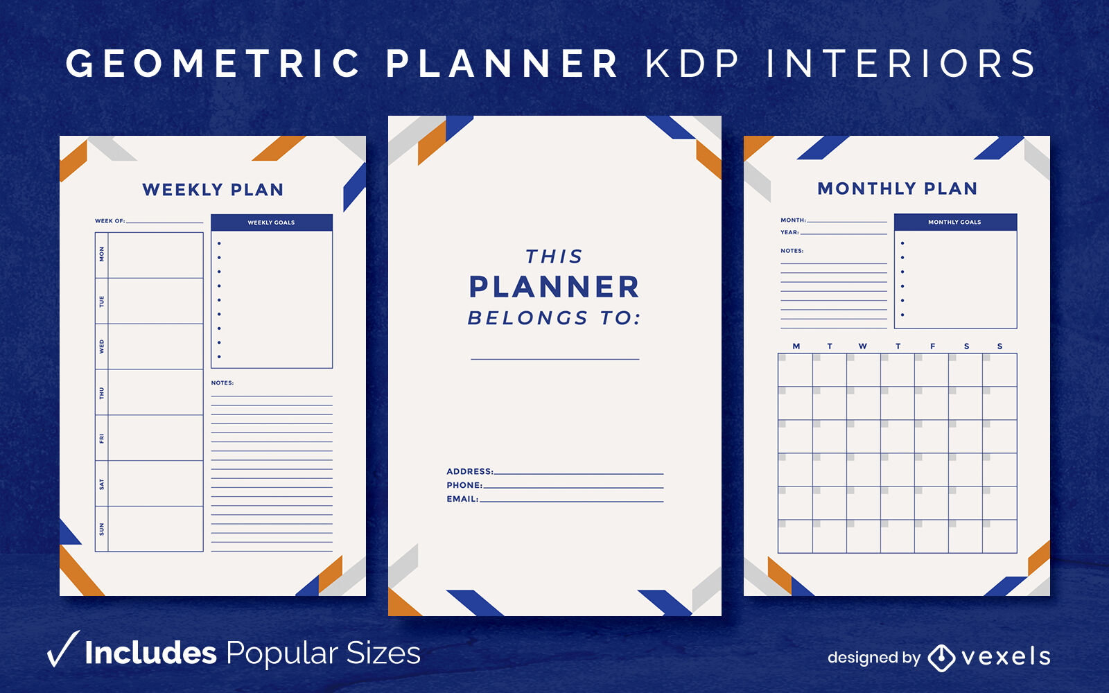 Geometric planner journal design template KDP