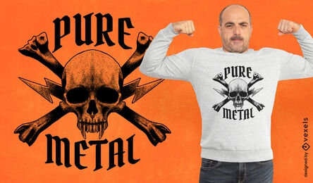 Design de camiseta de caveira de metal pesado