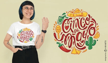 Diseño de camiseta con letras festivas cinco de mayo