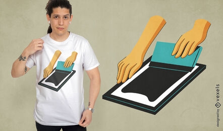 Design de camiseta de pintura de tela de mãos